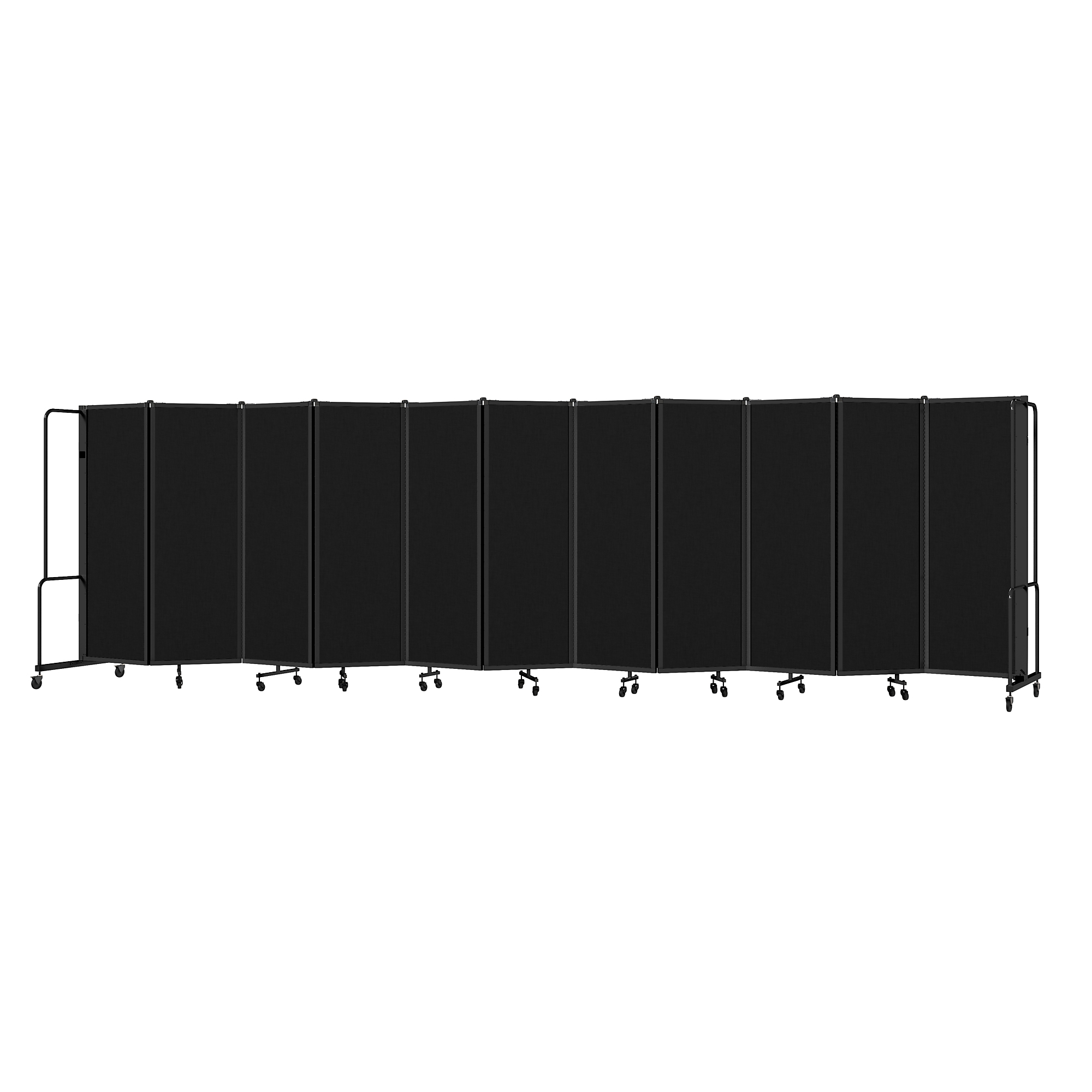 National Public Seating, Room Divider, 6ft.HT,11 Black PET Panels,Black Frame, Material PET, Height 72 in, Width 27 in, Model# RDB6-11PT10
